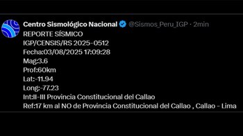 Información del sismos ocurrido este