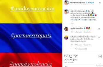 Post en Instagram de Catherine Siachoque. Foto: Instagram @catherinesiachoque