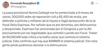 Tuit de Fernando Rospigliosi.