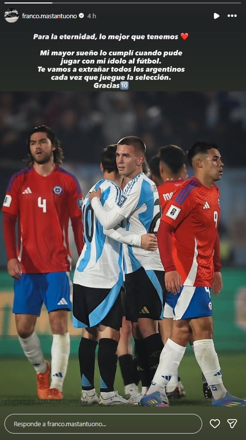 El joven de 19 años le dedicó un sentido mensaje al ocho veces ganador del Balón de Oro
