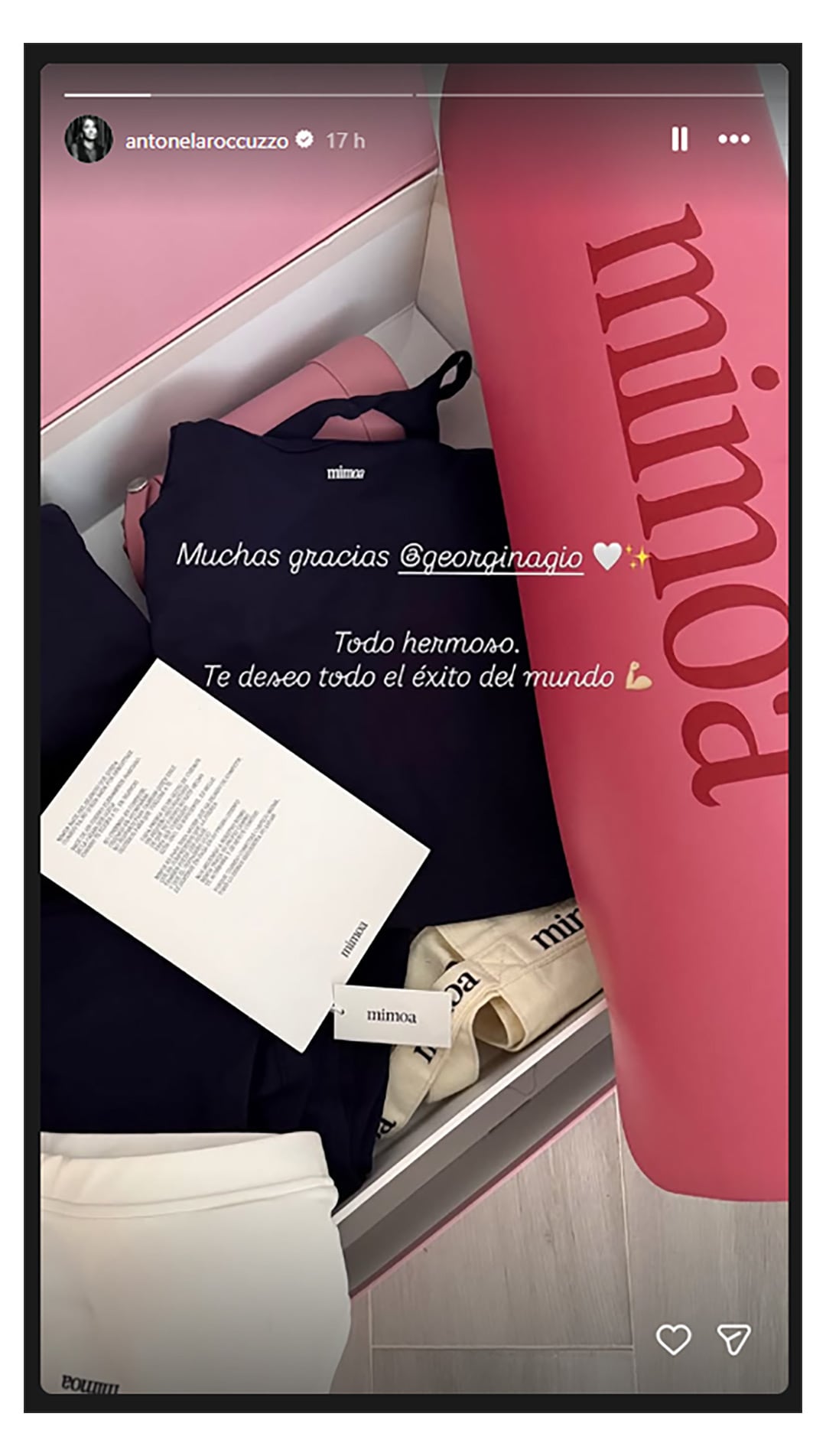 Antonela Roccuzzo mostró en redes sociales el obsequio enviado por Georgina Rodríguez (@antonelaroccuzzo)