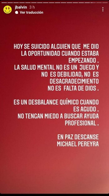 J Balvin lamenta la muerte