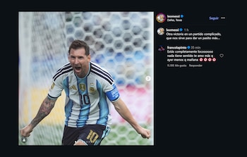 Comentario de Colapinto en el posteo de Messi.