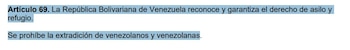 Artículo 69 de la Constitución Política de Venezuela - crédito captura de pantalla PDF Constitución Política de Venezuela