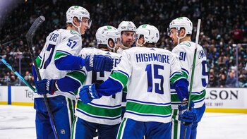 The Canucks celebrate a goal