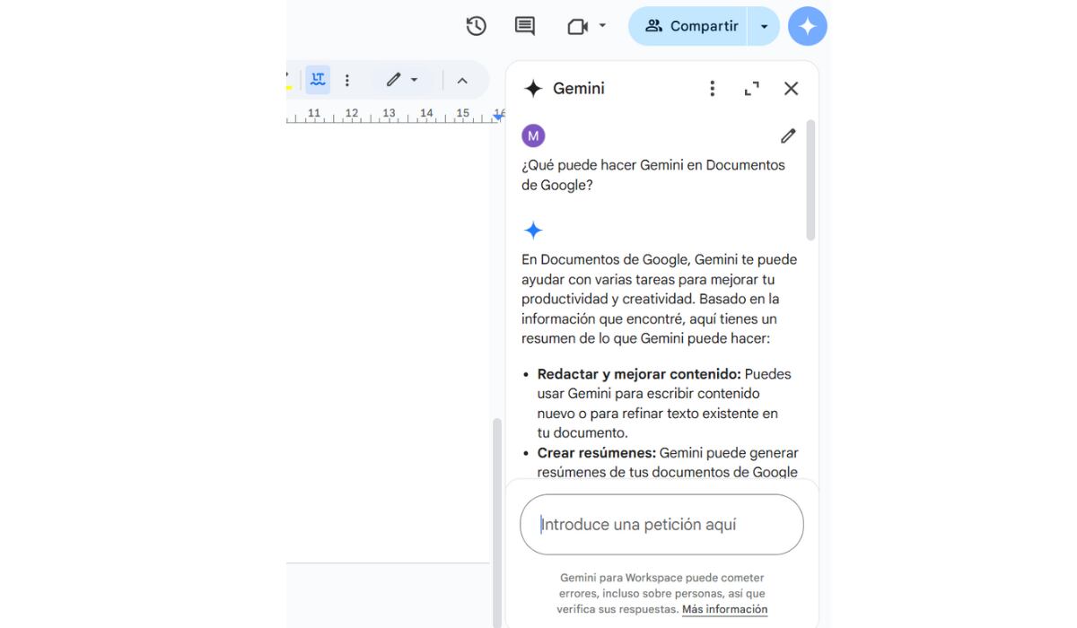 Para interactuar con Gemini, se debe pulsar en el ícono de la estrella ubicado en la parte superior derecha de la pantalla. (Google)