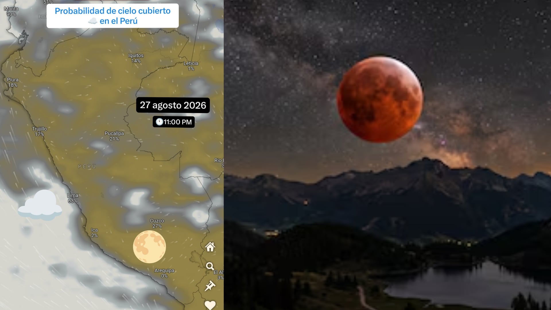 Eclipse lunar de hoy 27 de agosto en Perú: ASISMET alerta por condiciones adversas en la costa central, sur y ceja de selva