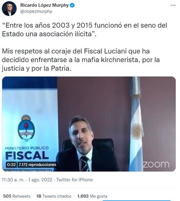 Posteo de Ricardo López Murphy