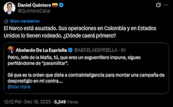 Daniel Quintero lanzó pullas contra