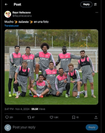 De esta forma el cuadro madrileño mostró los trabajos de entrenamiento y en donde está James Rodríguez - crédito @RayoVallecano / X