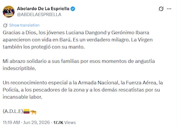 Los jóvenes aparecieron en la isla en la mañana del 29 de junio - crédito @ABDELAESPRIELLA / X