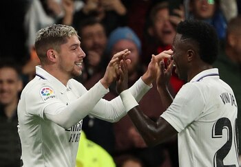 Federico Valverde celebra el gol