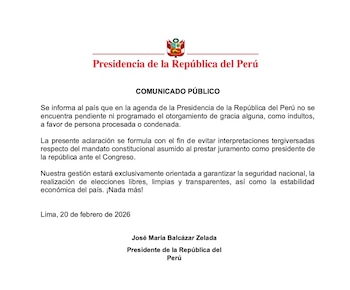 Comunicado oficial de la Presidencia