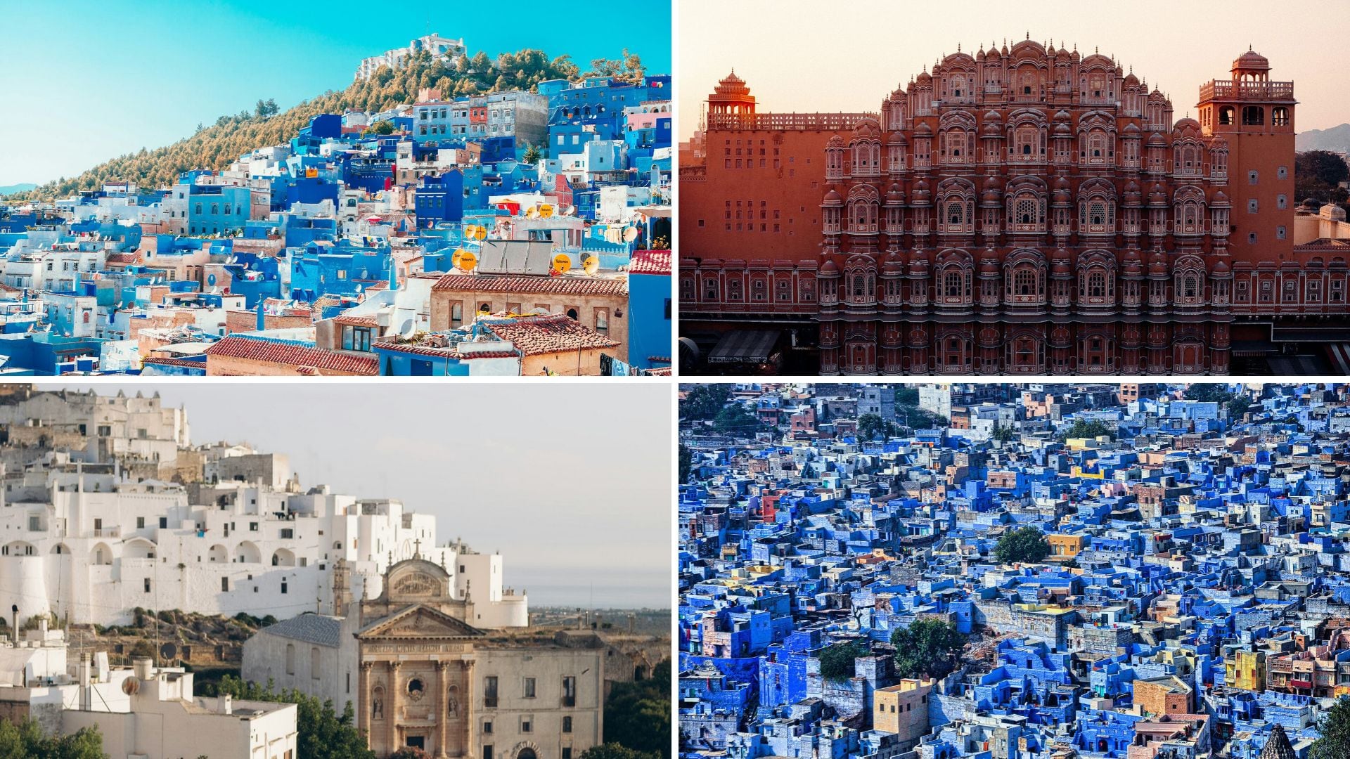 Del azul de Marruecos e India al blanco de Italia y el rojo de Francia, siete ciudades convirtieron el color en parte de su identidad urbana