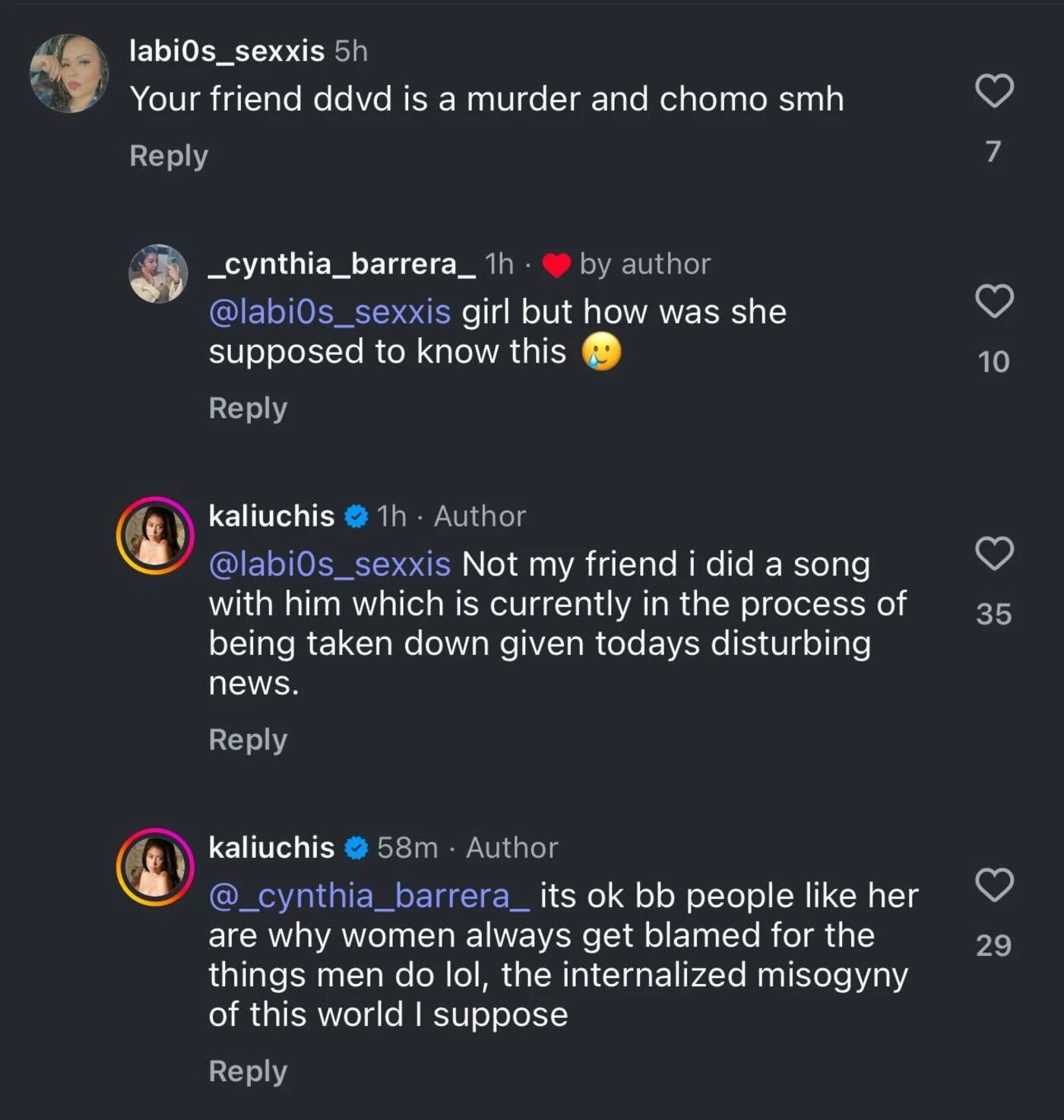 Kali Uchis aseguró que D4vd no era su amigo. (Instagram)