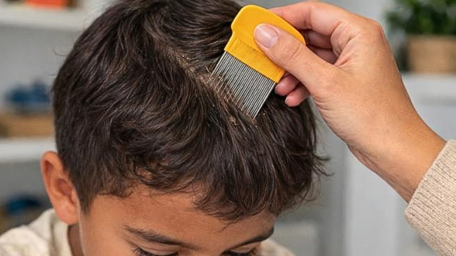 Una persona utiliza un peine especial para piojos en el cabello de un niño, ilustrando el proceso de erradicación de la pediculosis, un tema sobre el cual la Dra. Lucie Puell Ramírez destaca la importancia de la prevención y el contacto directo como vía de contagio. (Foto: Ministerio de Salud)