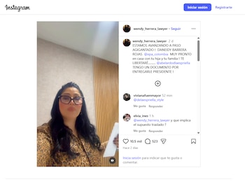 Wendy Herrera afirmó en Instagram que trabaja para recobrar la libertad de Daneidy Barrera Rojas, conocida como Epa Colombia - crédito Captura de Pantalla Instagram