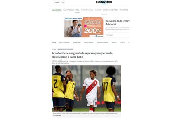 El Universo de Ecuador sobre el Perú vs. Ecuador.