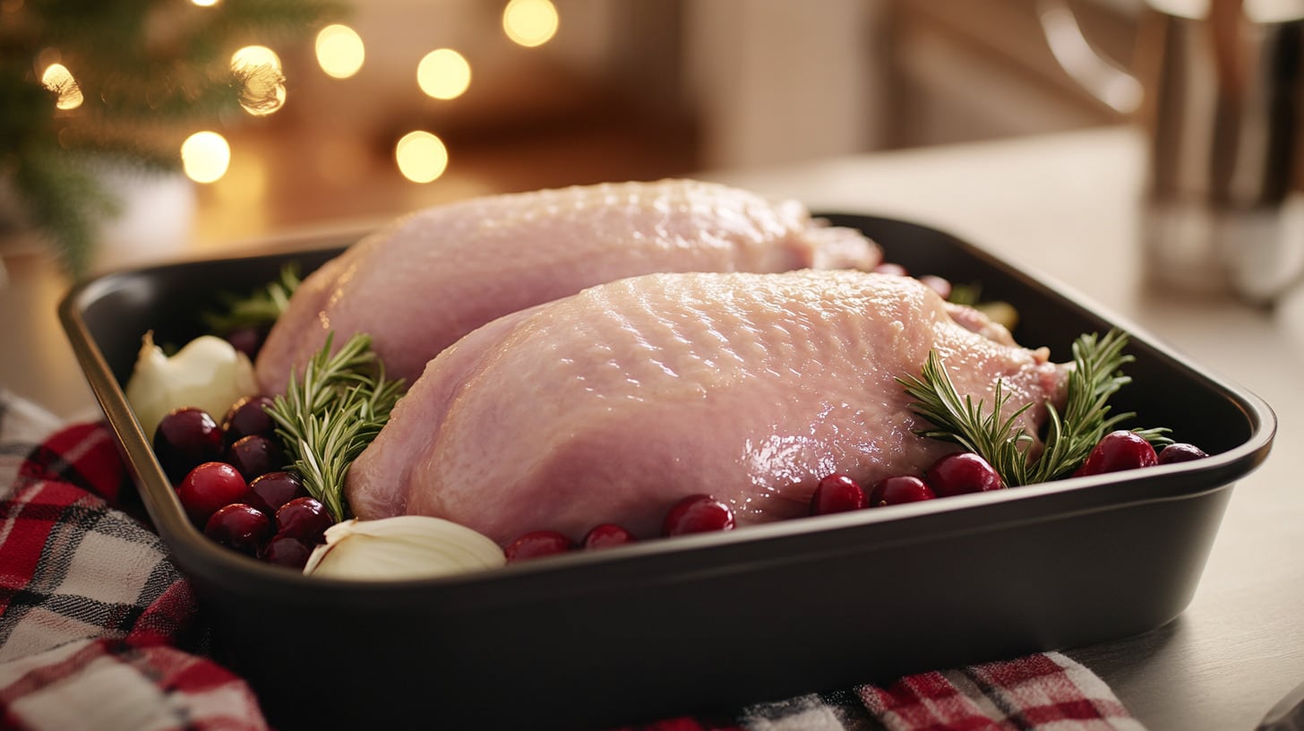 El pavo de Navidad crudo, listo para ser preparado con ingredientes tradicionales, es el protagonista de las cenas festivas. - (Imagen Ilustrativa Infobae)