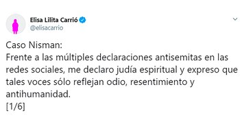 Elisa Carrió se declaró judía