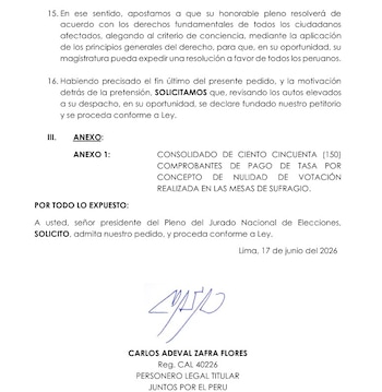 Escrito de Juntos por el Perú