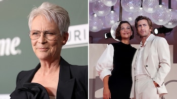 Imagen dividida con Jamie Lee Curtis a la izquierda y los hermanos Maggie y Jake Gyllenhaal a la derecha.