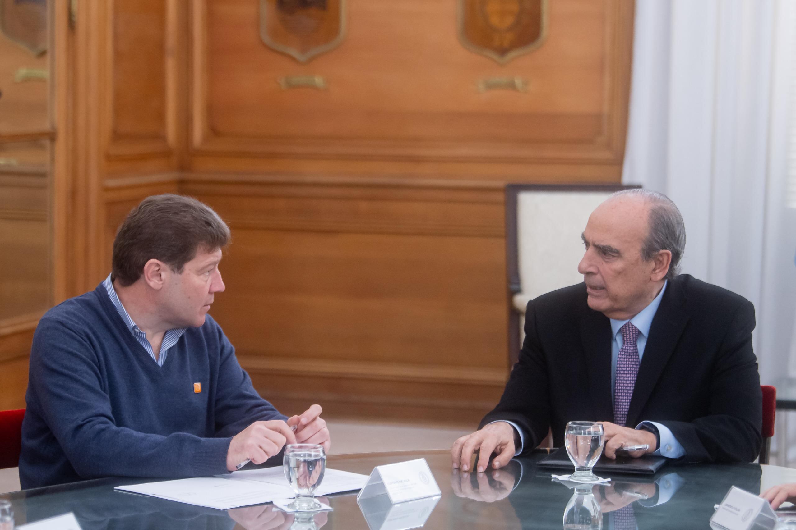 Gustavo Melella junto al jefe de Gabinete, Guillermo Francos