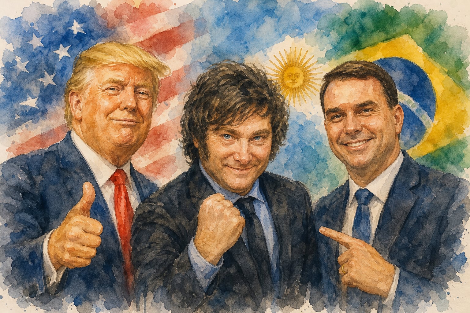 Donald Trump, Javier Milei y Flavio Bolsonaro
