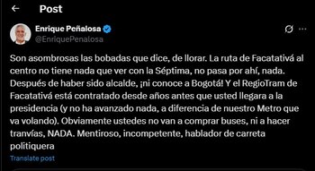 Enrique Peñalosa lanzó duras críticas