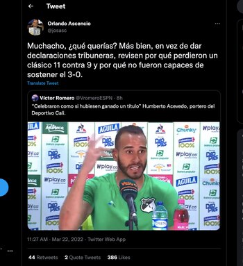 Declaraciones de Humberto Acevedo tras