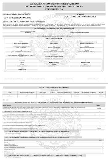 El hermano de Nay Salvatori presentó su declaración de 2025 donde revela el sueldo que tiene en el IMSS.
Crédito: X/ @Sega_Genesis___