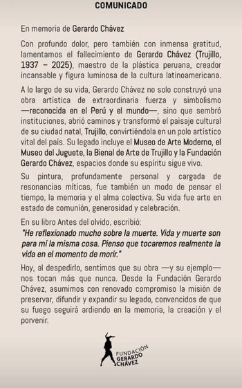 Comunicado de la muerte de