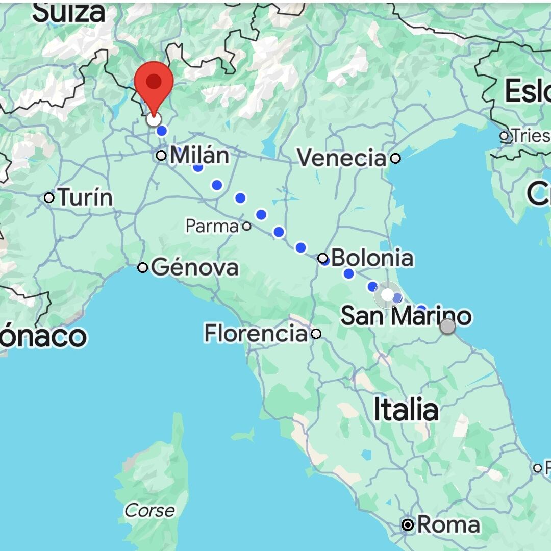 Distancia recorrida por el hombre. (Google Maps)