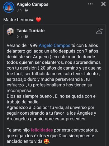 Mensaje de la madre de