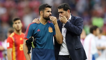Hierro y Diego Costa, durante