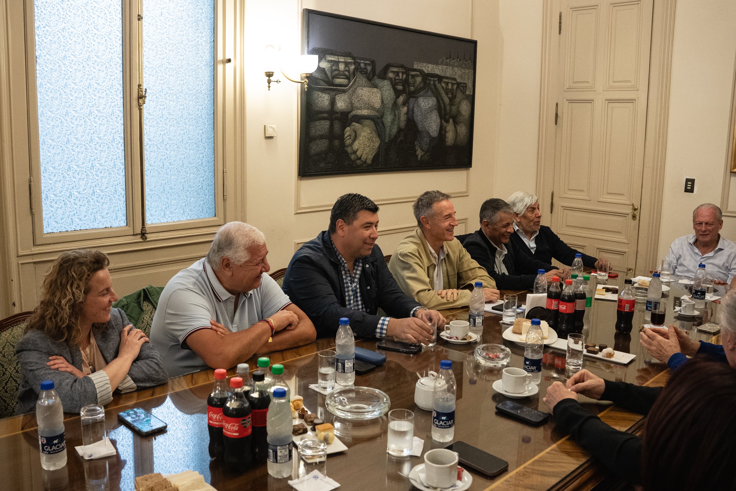 Maia Volcovinsky, Cristian Jerónimo y Jorge Sola, candidatos a liderar la CGT, en la reunión de la mesa chica cegetista