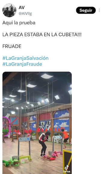 Captura de pantalla de una publicación en redes sociales con un texto impreso y la imagen de dos personas en un estudio de televisión