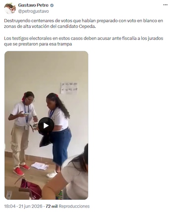 Gustavo Petro alertó sobre irregularidades y convocó a testigos a denunciar ante la fiscalía - crédito @petrogustavo/X