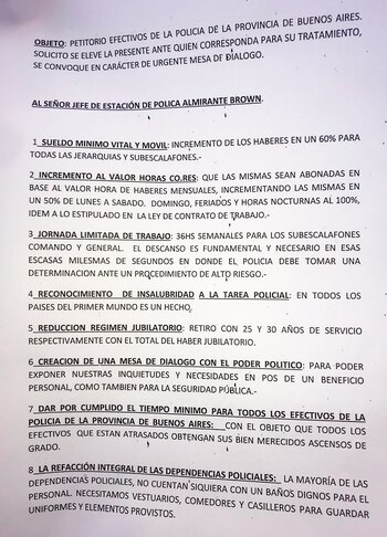 El reclamo que circula entre