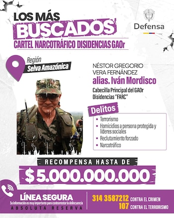 El Estado colombiano estableció recompensas