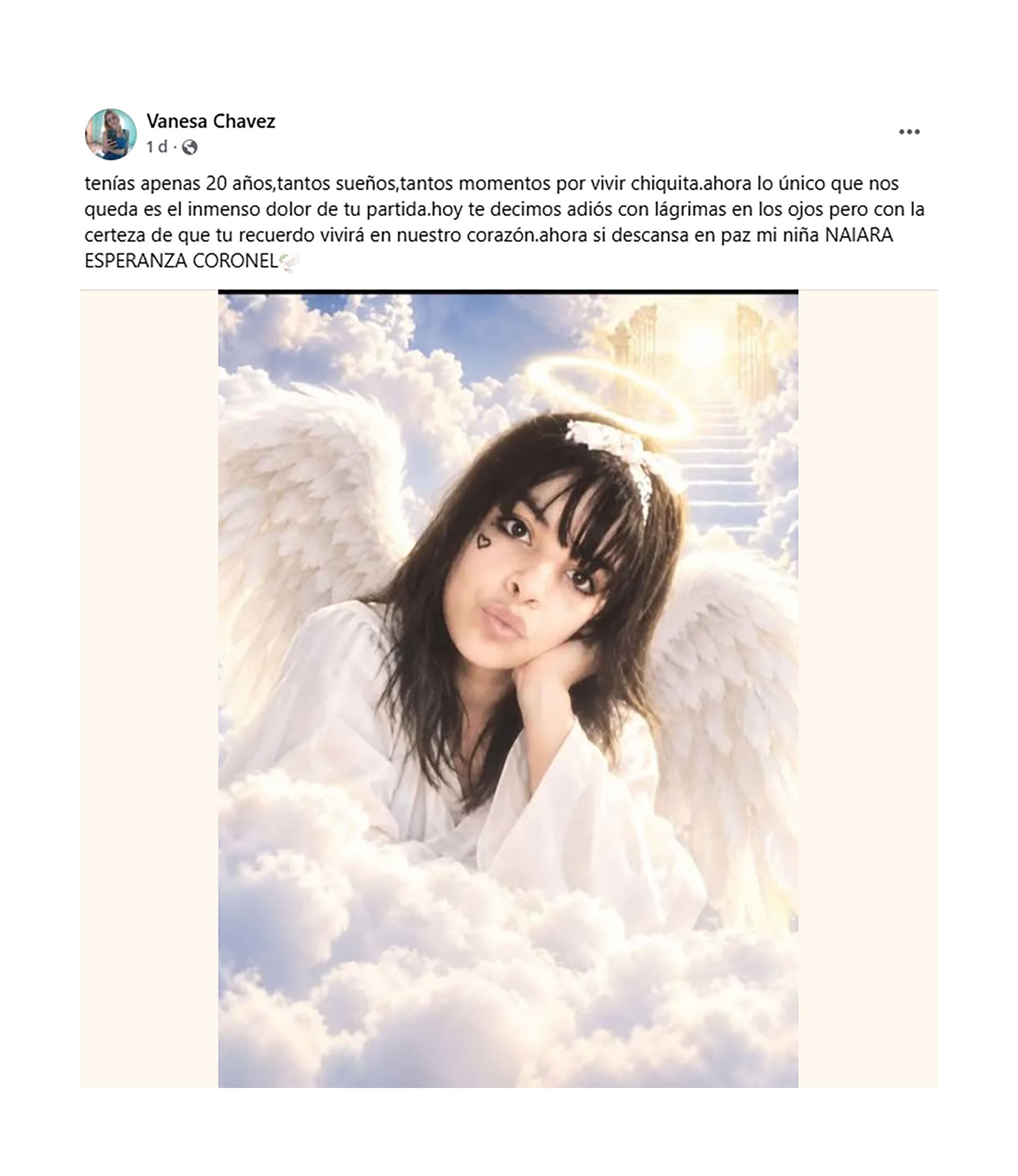 “Ahora lo único que nos queda es el inmenso dolor de tu partida”, escribió una familiar de la víctima