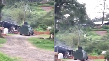 Camiones monstruo de presuntos autodefensas