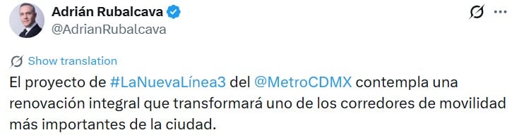 Adrián Rubalcava aseguró que la renovación integral permitirá un servicio más seguro y confiable para más de un millón de usuarios diarios. Crédito: Adrián Rubalcava