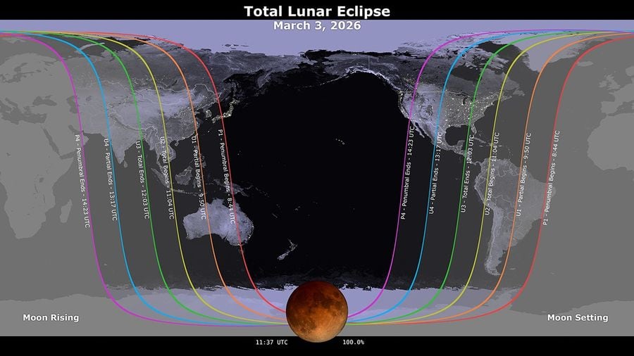 11. Los eclipses lunares totales ayudan a científicos y aficionados a estudiar la atmósfera terrestre y la interacción de la luz con el entorno lunar- NASA