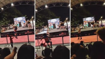 Luchador cae sobre valla y