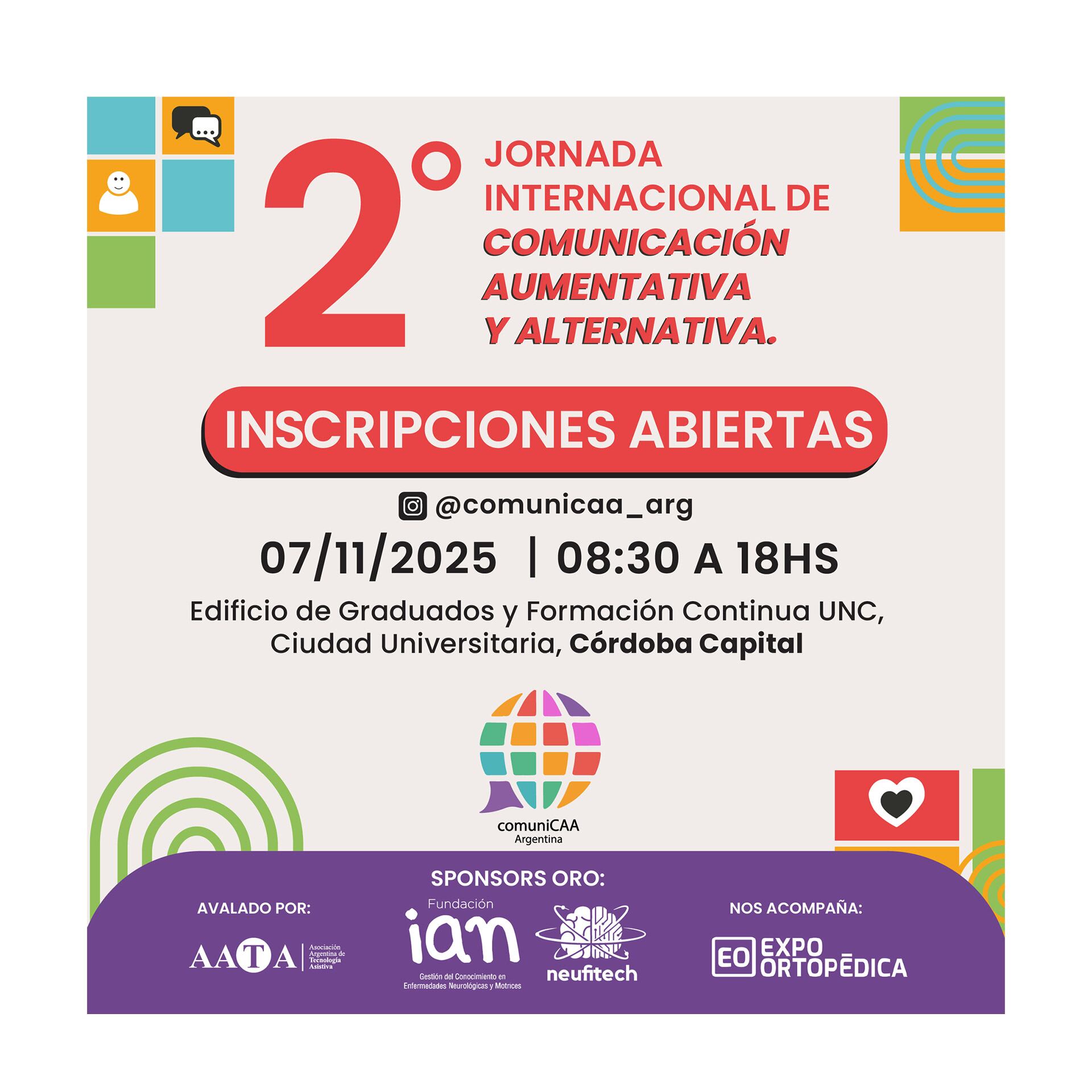 La invitación a la Segunda Jornada Internacional de Comunicación Aumentativa y Alternativa en Argentina
