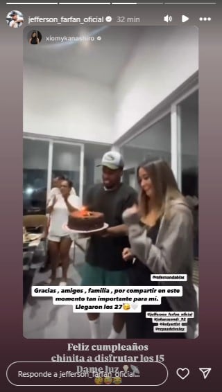 Jefferson Farfán celebró cumpleaños a Xiomy Kanashiro. IG.