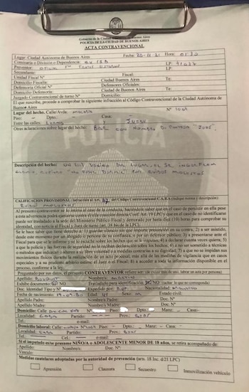 La denuncia policial contra el