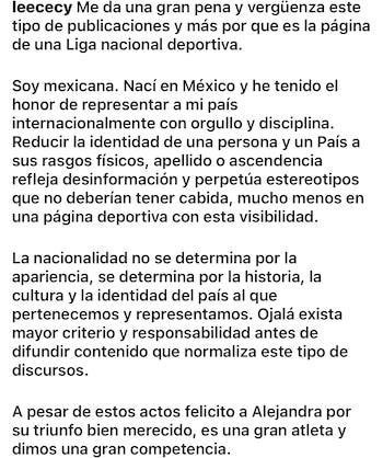 Cecilia Lee se pronuncia sobre los comentarios. (Instagram: Cecilia Lee)