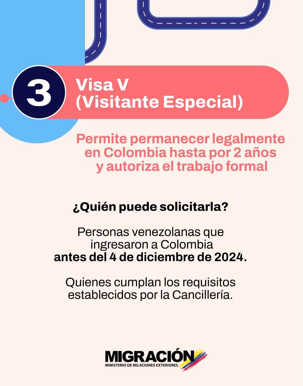 La visa V la podrán solicitar los venezolanos que ingresaron a Colombia antes del 4 de diciembre de 2024 - crédito Migración Colombia/Facebook